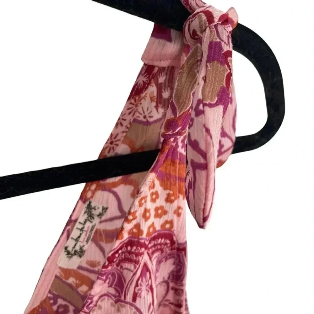 Free People Crop Top Pink Print Tie Strap